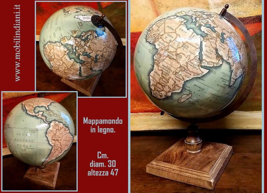 Oggettistica Etnica : Mappamondo in legno
