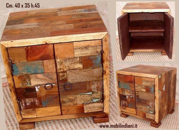 Comodino teak riciclato (COM-015)